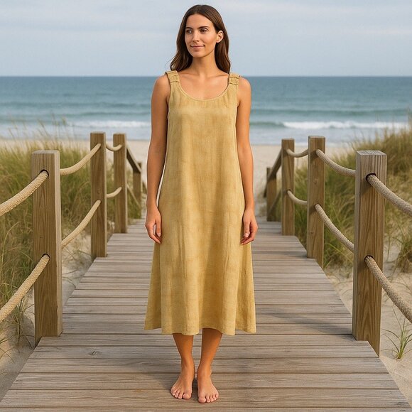 Oh My Gauze Women Dress Size S 2 Oversized Lagenlook Flared Midi Boho Resort - Picture 1 of 8